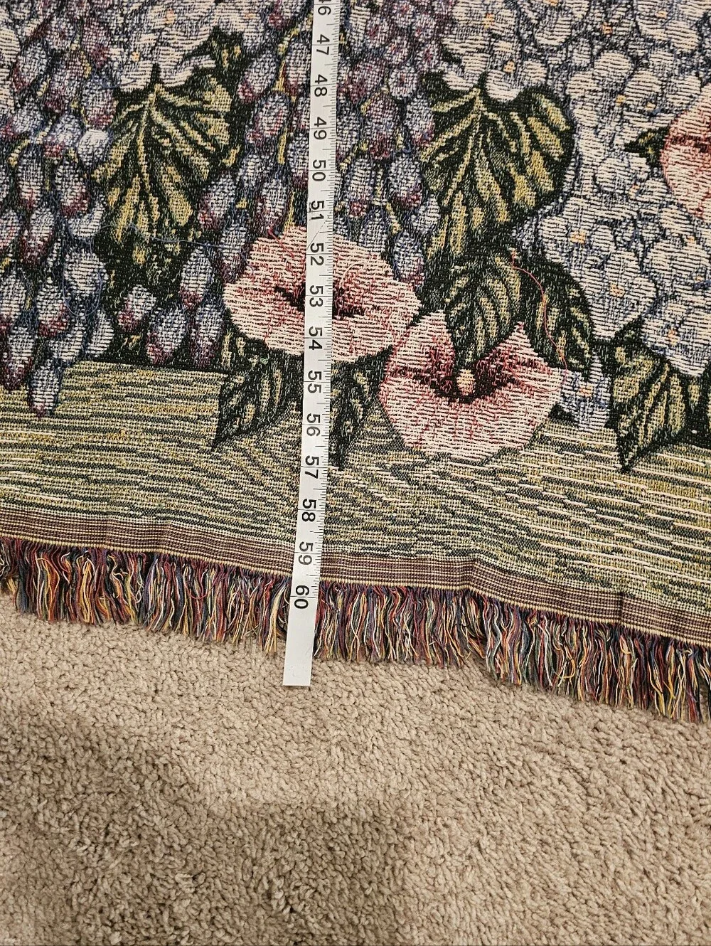 vintage garden-themed jacquard-woven cotton blend tapestry throw blanket